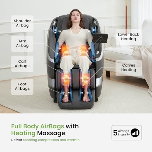 Real Relax Massage Chair Full Body of Dual-core S Track, 12 Auto Modes, Back and Calves Heating, Zero Gravity Massage Recliner Chair, FS01 Brown