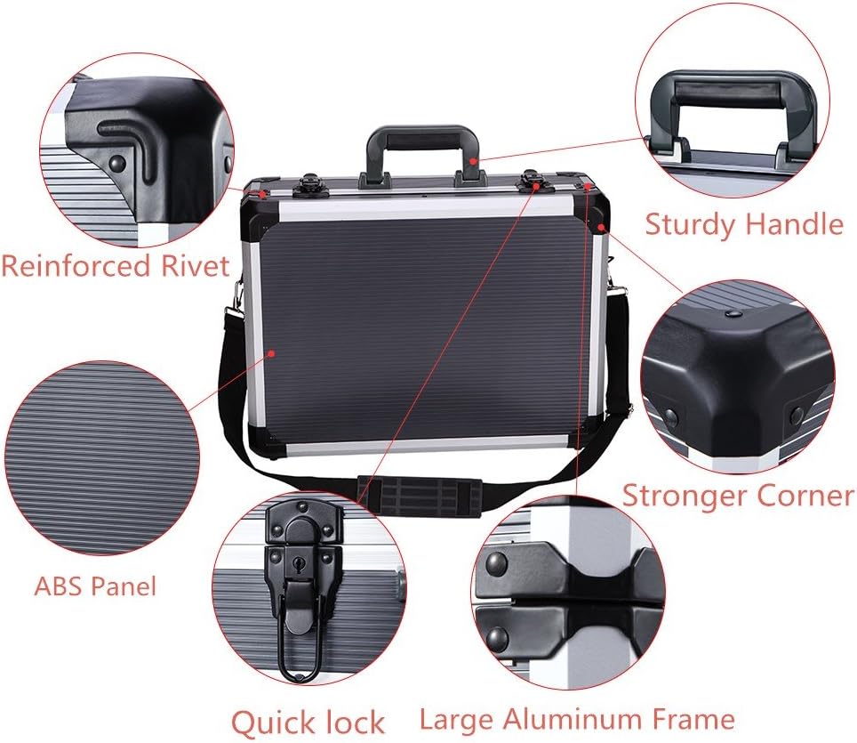 Aluminum Hard Tool Case Can Storage All Your Tools in One Toolbox , 17.7''Length,13''Width , 5.9'' Height450K+Tool Packets