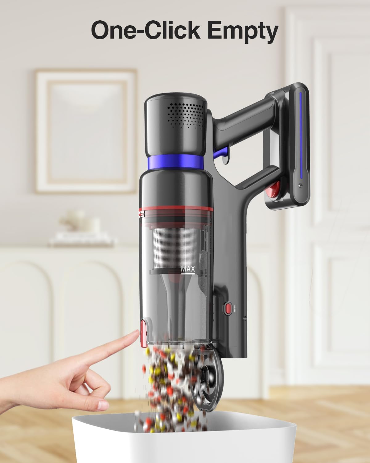 Cordless Vacuum Cleaner, 550W/45Kpa Stick Vacuum with Touch Screen, Max 55 Mins Runtime, Wireless Vacuum Cleaners for Home, Anti-tangle Brush, Lightweight Vacuum for Pet Hair/Hardwood Floor/Carpet