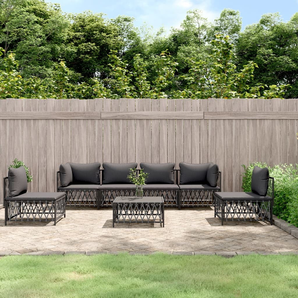 Anself 7 Piece Patio Set with Cushions Anthracite Steel