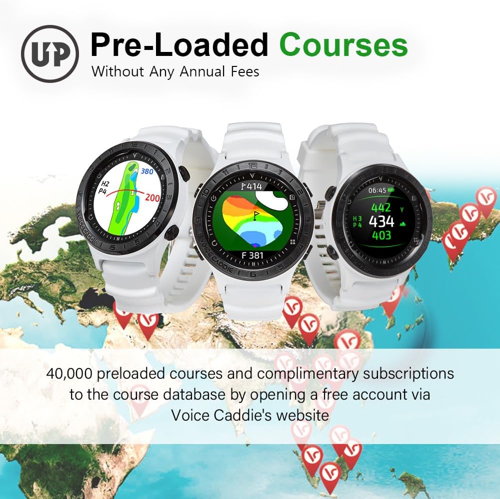 A2 Lightweight Hybrid Golf GPS Watch | Slope Mode, Color Touchscreen, Green Undulation | 40,000 Worldwide Preloaded Courses | Golf Watch for Men & Women