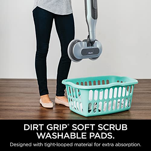 Shark S7000AMZ Steam Mop, Steam & Scrub All-in-One Scrubbing and Sanitizing, Designed for Hard Floors, with 6 Dirt Grip Soft Scrub Washable Pads & 2 Steam Modes, Pure Water Blue