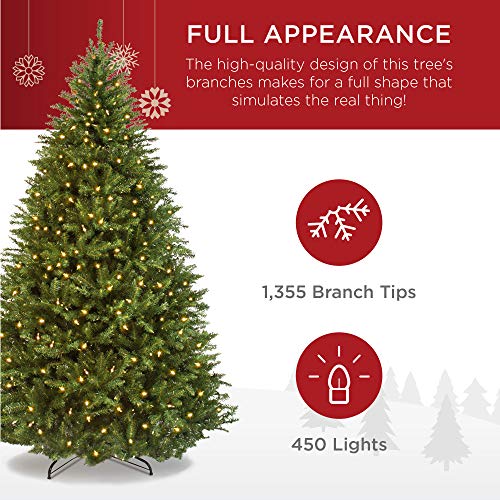 Best Choice Products 6ft Pre-Lit Hinged Douglas Full Fir Artificial Christmas Tree Holiday Decoration w/ 1,355 Branch Tips, 450 Warm White Lights, Easy Assembly, Foldable Metal Stand