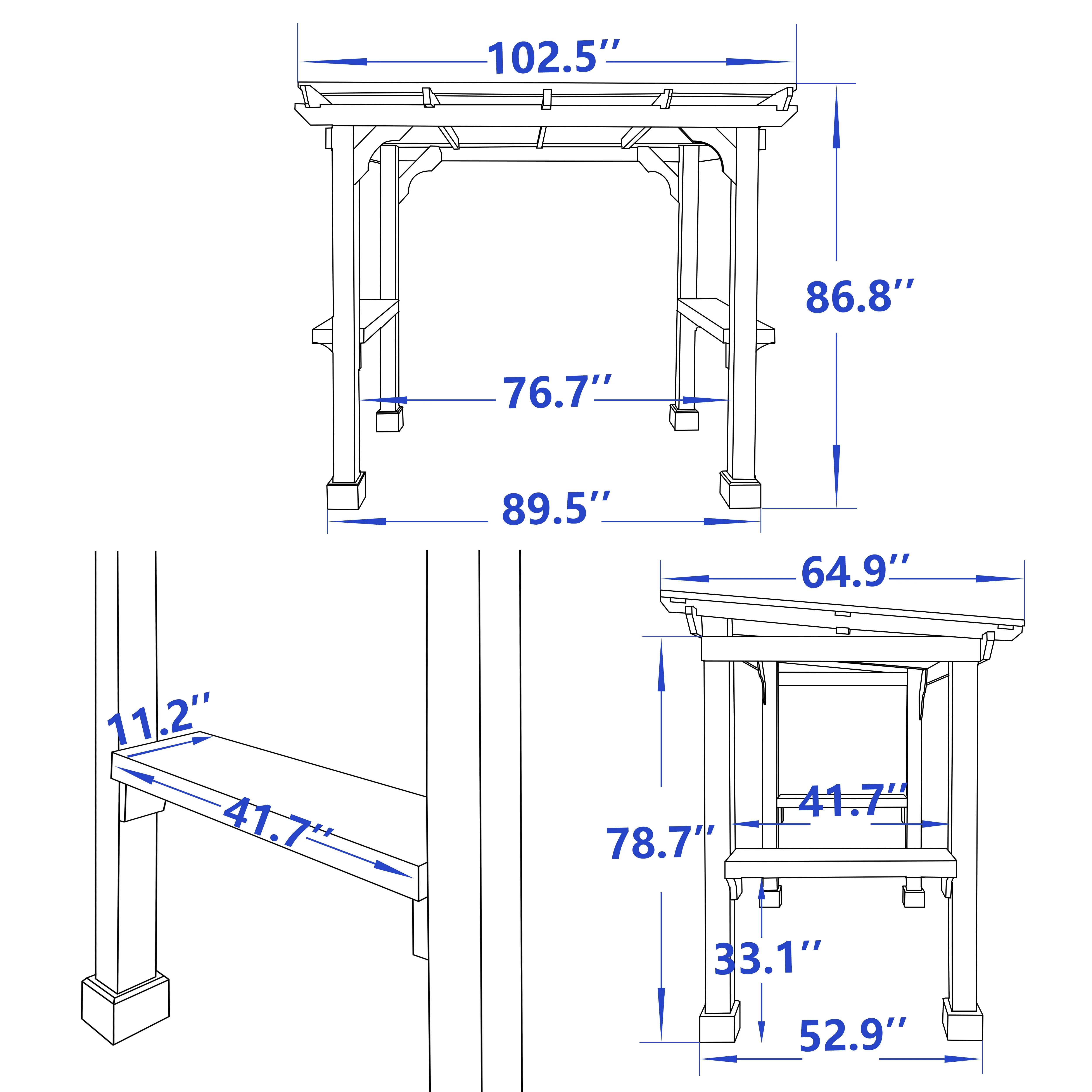VEIKOUS 8' x 5' Outdoor Grill Gazebo, w/Workstation Shelves, Multi-Use Gazebo for Lawn, Garden