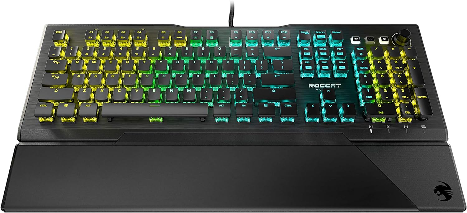 ROCCAT Vulcan TKL Pro PC Gaming Keyboard, Linear Optical Titan Switch, AIMO RGB Lighting, Tenkeyless Mechanical Feel Speed Keystroke, Low Profile Ergonomic Design for Wrist Rest Support, White