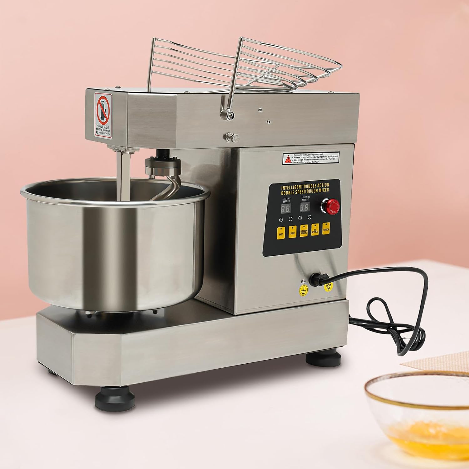 Commercial Dough Mixer,2.6 Gal Food Mixer Spiral Mixer,750W Dough Kneading Machine with Food-grade Stainless Steel Bowl,Speed Adjustable,Heavy-Duty Commercial Stand Mixer for Bakeries Pizzeria