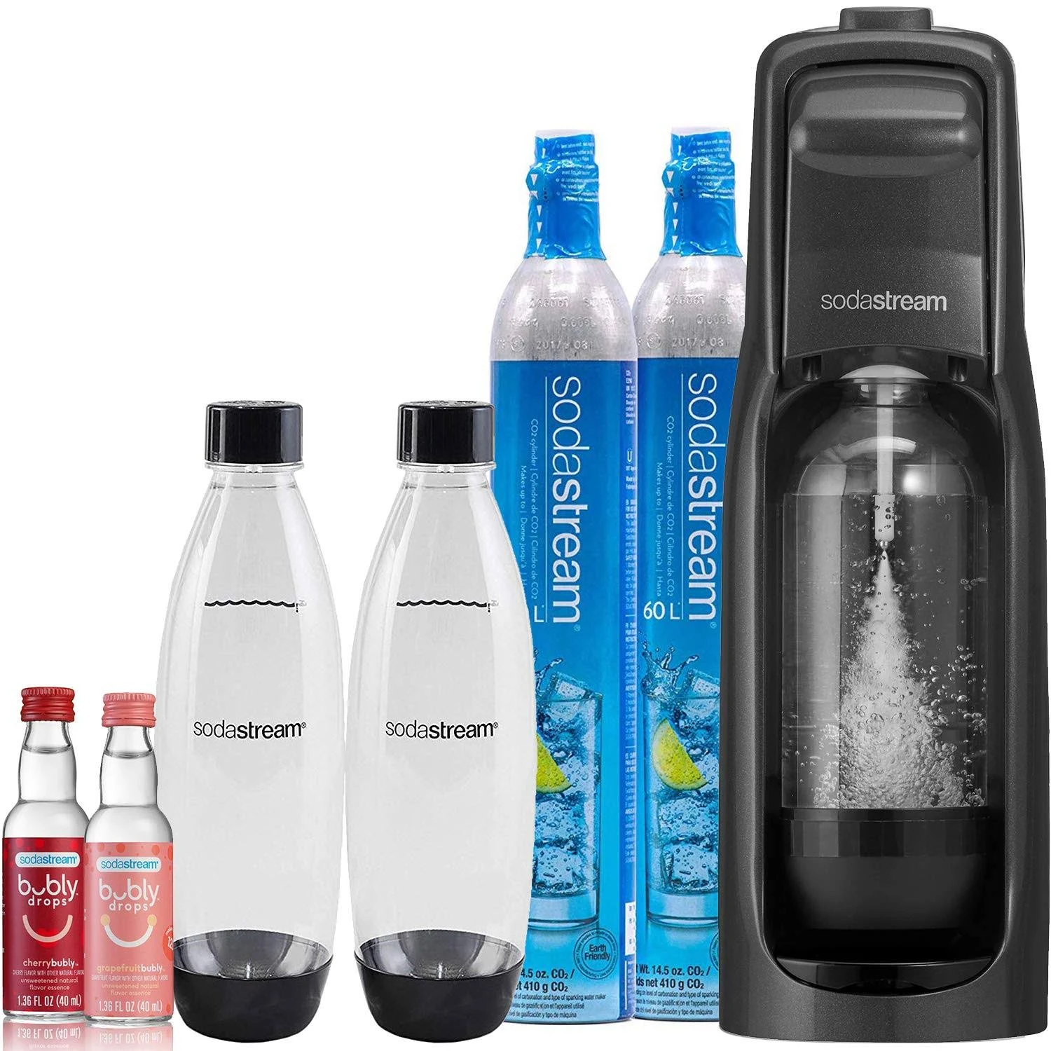 Sodastream Jet Sparkling Water Maker, Bundle with Bubly Drops, Black