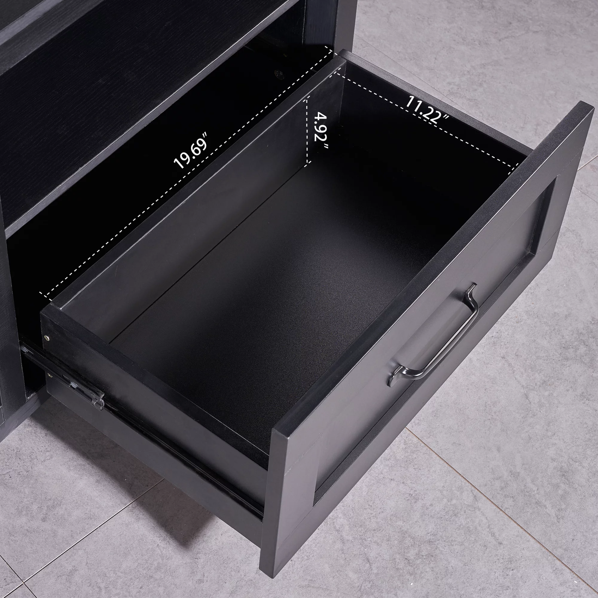 SYNGAR Industrial TV Stand for TV up to 70 inches, Wood TV Console Table Stand with 2 Storage Drawers and 4 Open Compartments, Home Living Room Entertainment Center, Black, 70"L x 15"W x 25"H