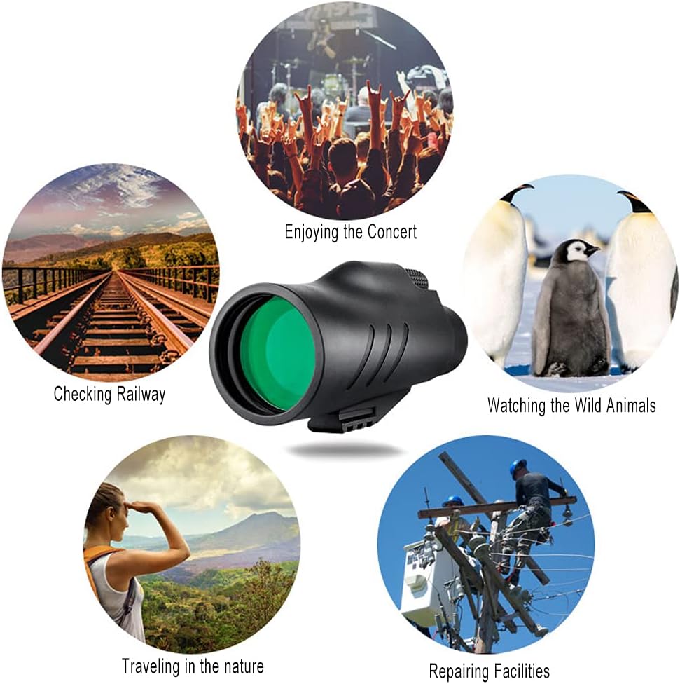 Asika10x50 Monocular Nitrogen Blanketing Water Proof FOV 306ft@1000yds with BAK4 Optical Roof Prism & FMC Multi-Layer Optical Coating Monocular for Bird Watching, Hunting, Sport & Outdoor Activities