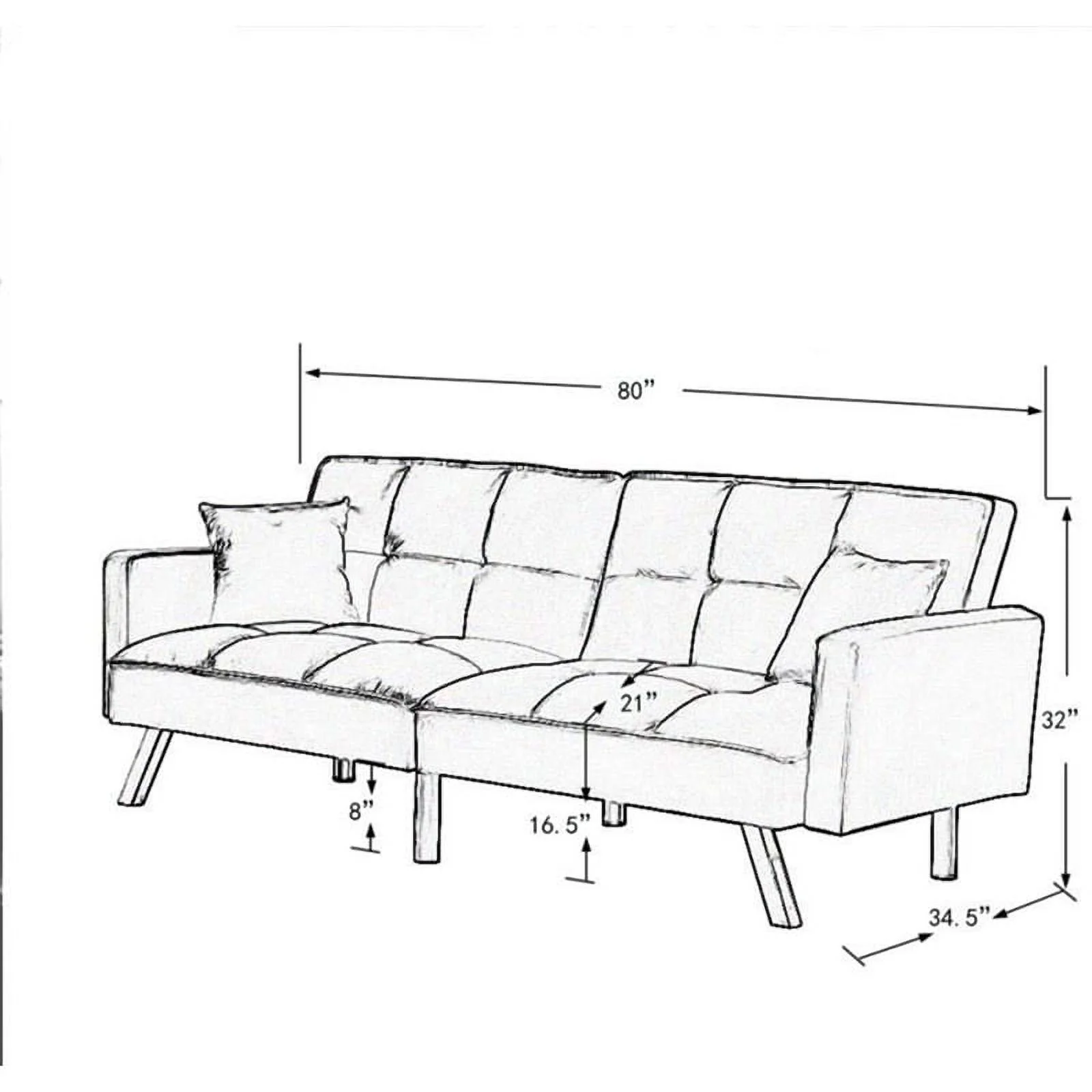 Legend Vansen 80" Convertible Wood & Velvet Fabric Sleeper Sofa Bed in Red