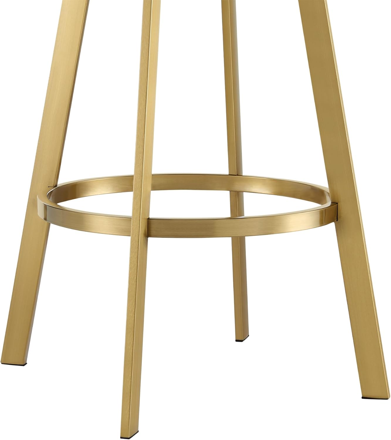 Armen Living Saturn 30" Swivel Bar Stool with Gold Brushed Stainless Steel and White Faux Leather