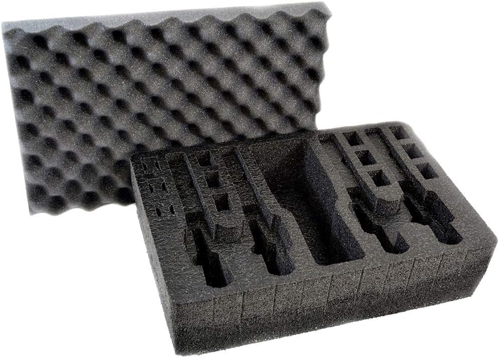 Pistol & Magazine Storage Foam Insert for Pelican P-1500 Case -2 Piece Set Pre-Cut Military Grade Polyethylene Foam Base Insert and Lid Liner (Case Not Included)