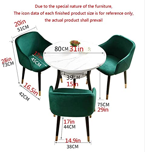 Round Dining Table Set W/ 4 Chair - Save Space Table and Chair Set of 3 Office Reception Negotiation Table Cafe Tea Shop Restaurant Round Table Living Room Kitchen Dining Table (Color : Green)