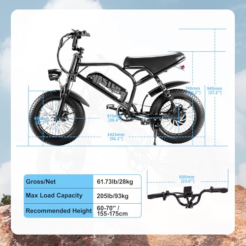Electric Bike, 16'' Fat Tire E-Bike for Teens/Adults, 500W E-Bike with 36V/12.8Ah Removable Battery, Up to 22MPH, 45 Mile Range, Electric Mountain Bike for Woman/Men