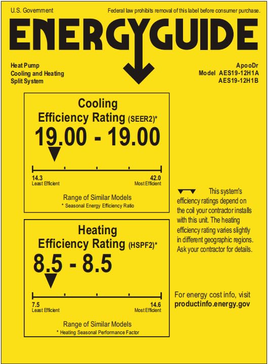 ApooDr AES Series 19 SEER2 Mini Split Air Conditioner Ductless Inverter System with Heat Pump, Wi-Fi with 16 Ft. Kit
