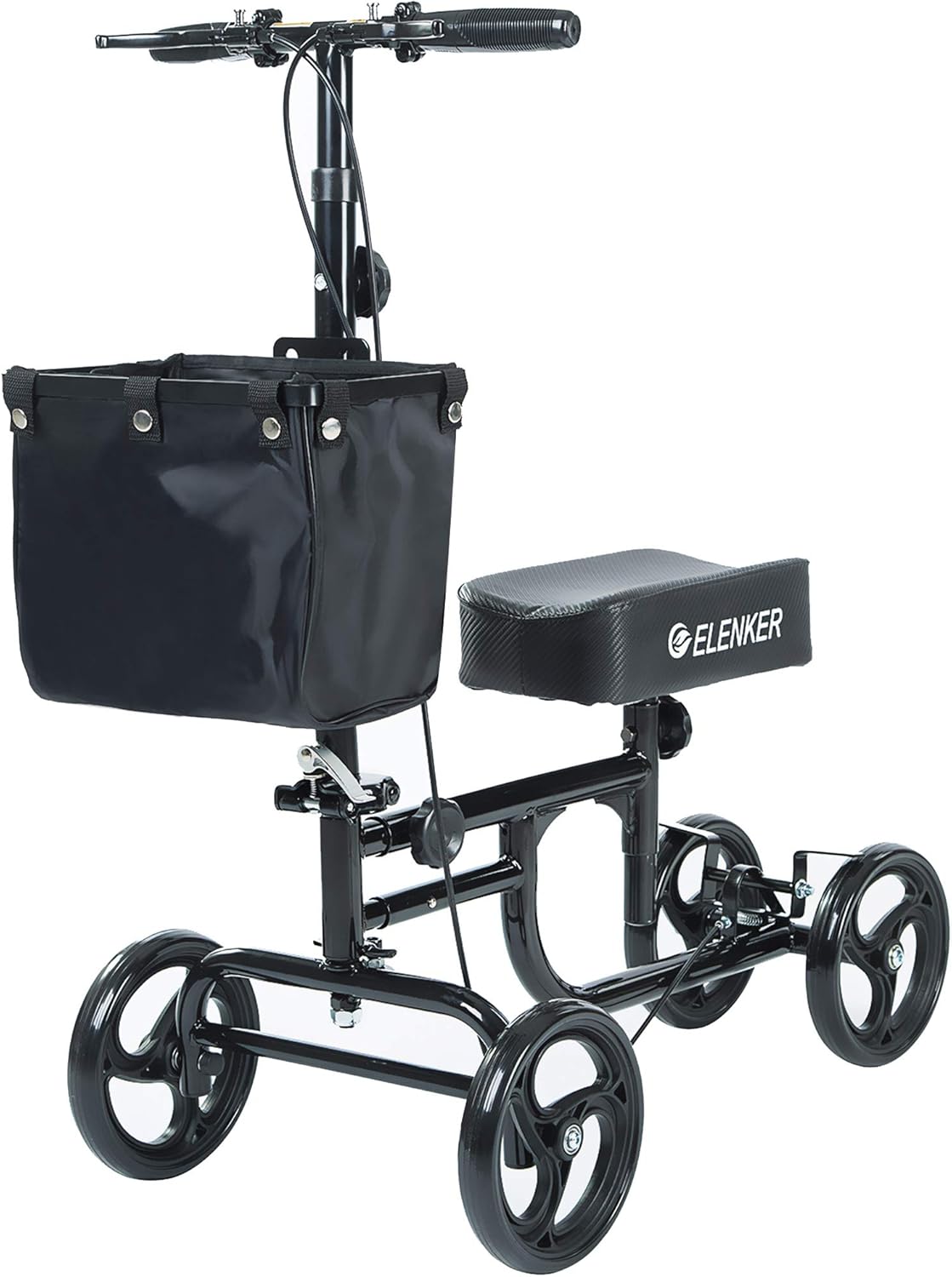 ELENKER Steerable Knee Walker Deluxe Medical Scooter for Foot Injuries Compact Crutches Alternative Black