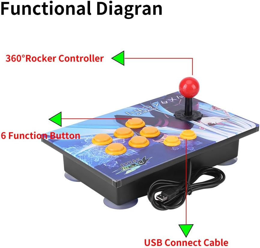 PC Arcade Game USB Stick Buttons Controller Zero Delay 8 Directions Joystick Control Device for PC Win7/ Win8/ Win10