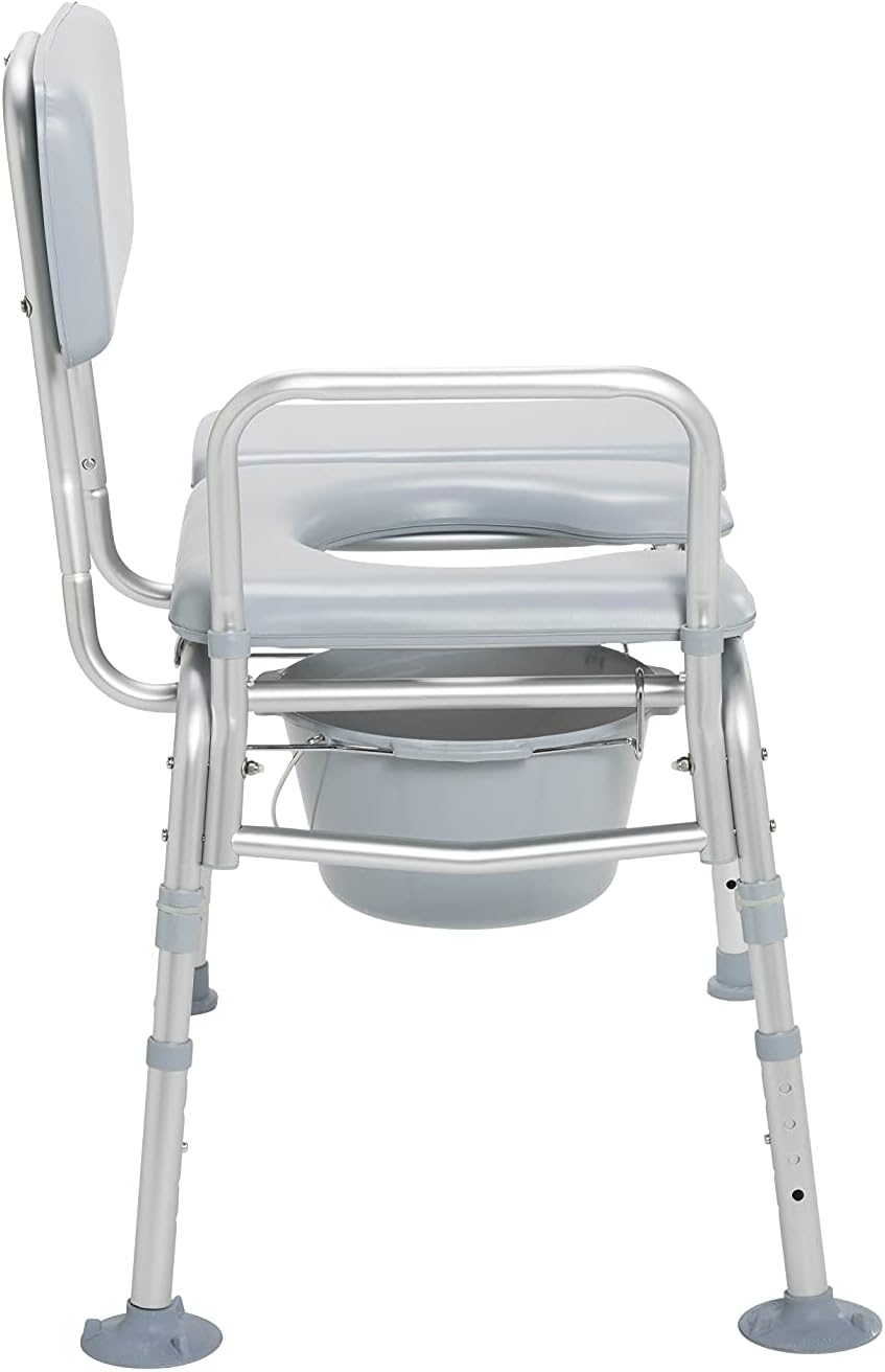 Drive Medical 12005KDC-1 Transfer Bench Commode Chair for Toilet with Padded Seat, Gray