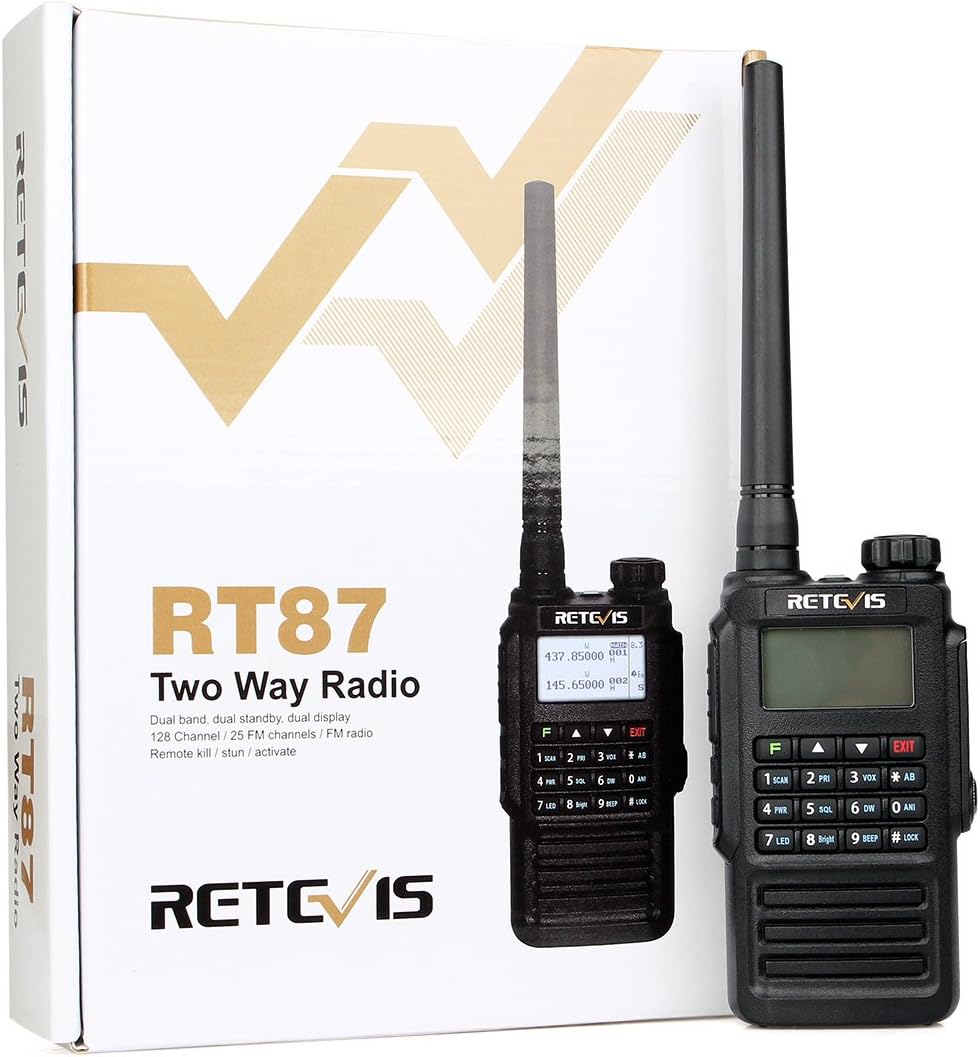 Retevis RT87 Two Way Radio Long Range,High Power IP67 Waterproof Walkie Talkie (6 Pack) with Six-Way Charger, Dual Band 128CH VOX