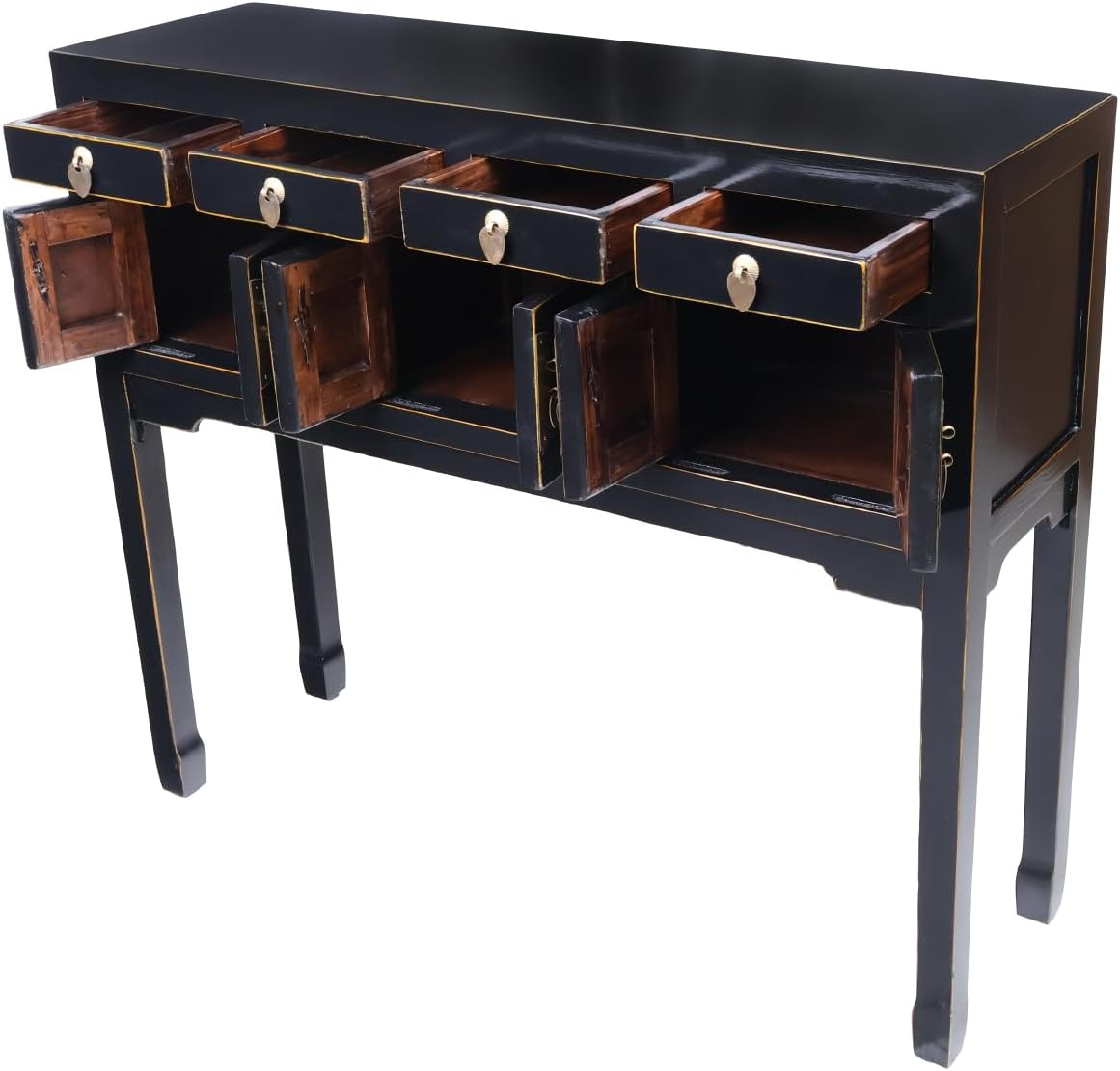 Chinese Console Table Lady Chest in Black Lacquer