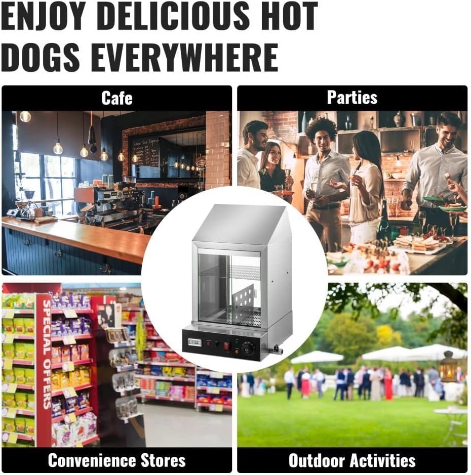 Commercial Hot Dog Steamer 2 Tier Electric Bun Warmer - Heavy Duty, Intelligent Temperature Control, Security First Protection