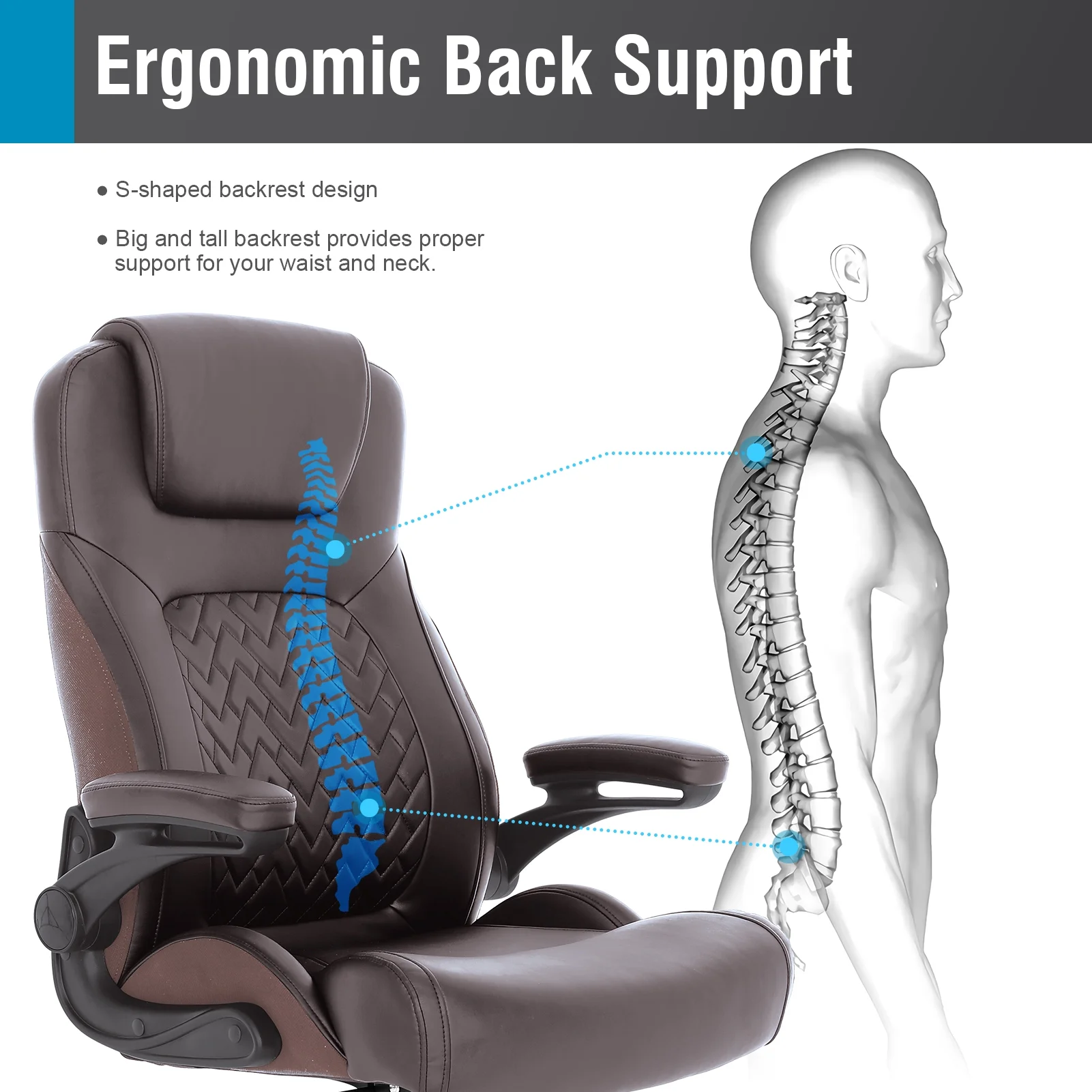Executive Ergonomic Office Chair - Big and Tall Office Chair for Heavy People,Brown