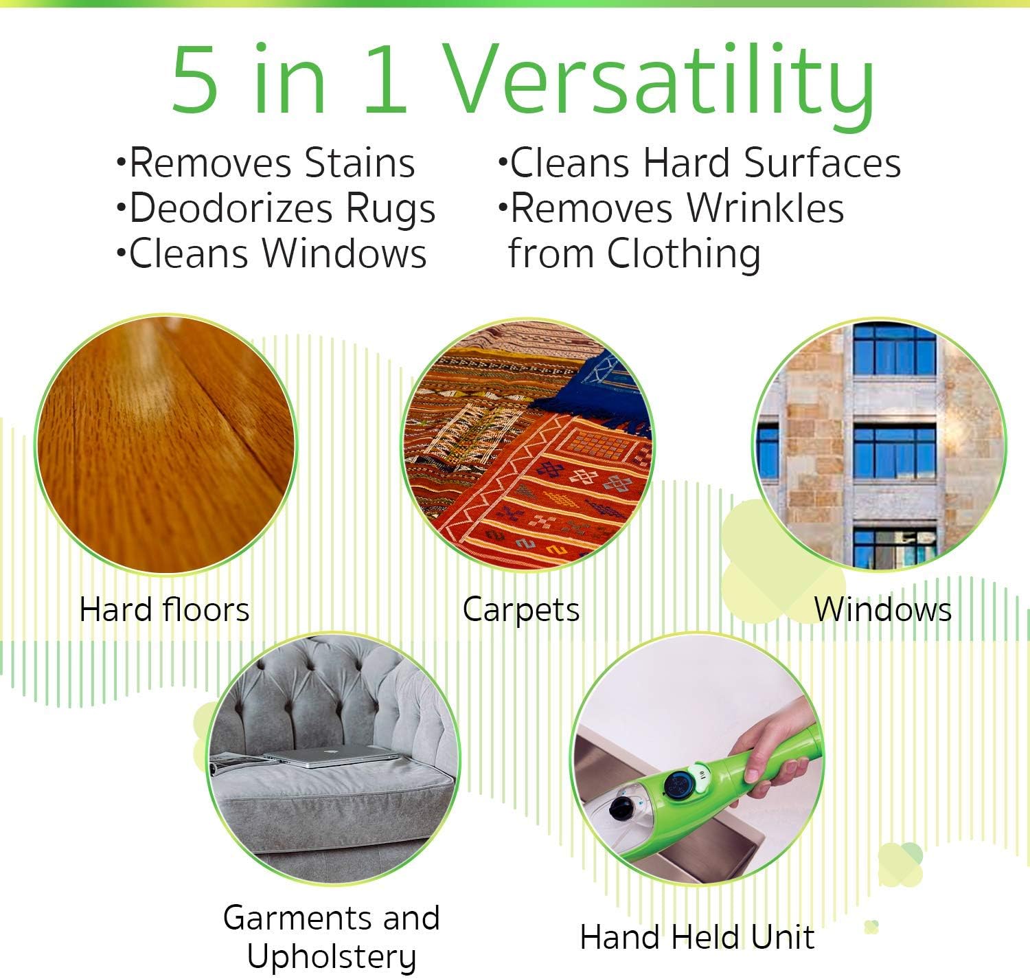 X5 Elite Mop 5 in 1 All-Purpose Hand Held Steam Cleaner for Home Use, with 17 Piece Accessory Kit For Floor,Window