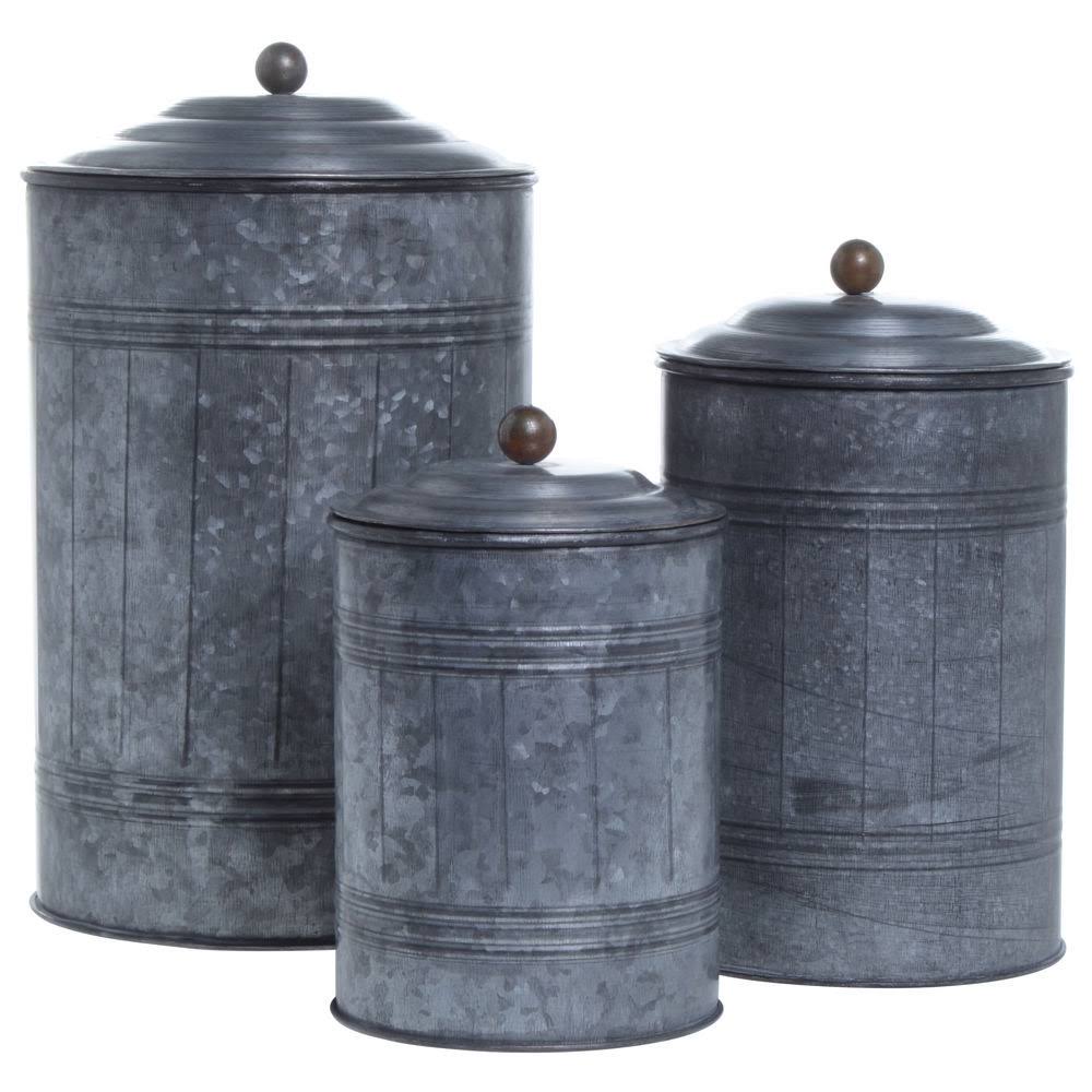 Galvanized Canisters Set of 3