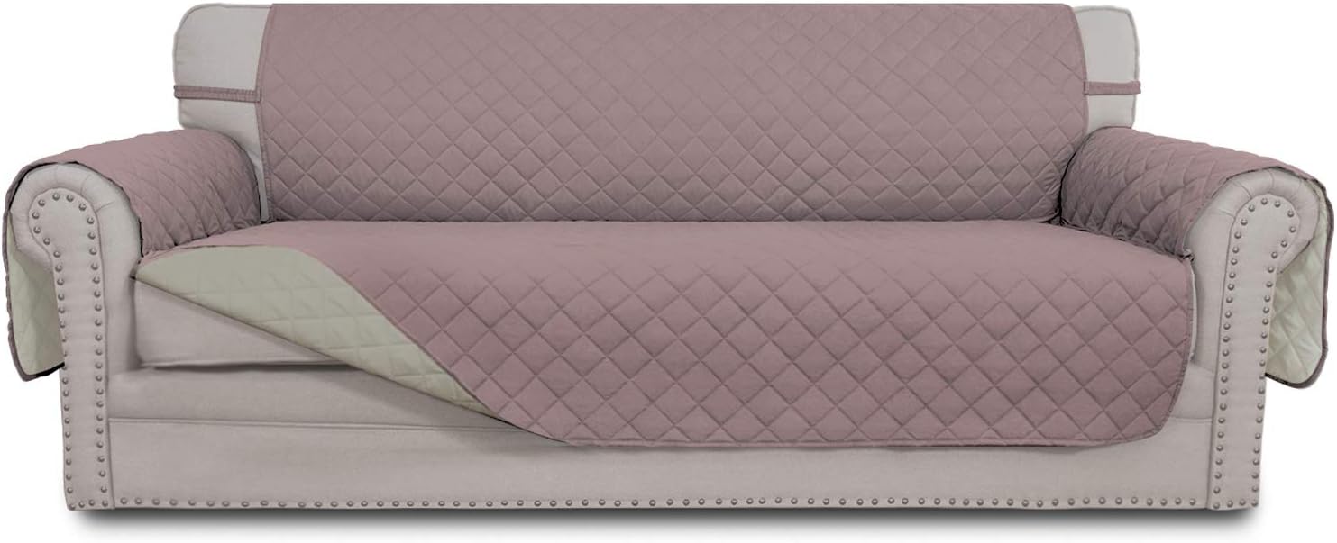 Easy-Going Sofa Slipcover Reversible Sofa Cover Water Resistant Couch Cover with Foam Sticks Elastic Straps Furniture Protector for Pets Kids Children Dog Cat (Sofa, Darkgray/Beige)
