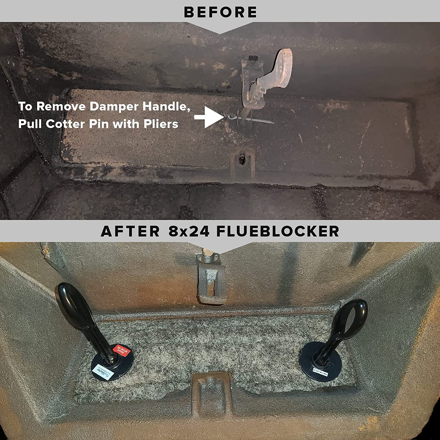 Flueblocker for 8"X24" Wool Material Chimney Flue – Chimney Sheep Fireplace Draft Stopper Plug Replacement Damper Fireplace Tool - Save Energy Block Odor & Debris