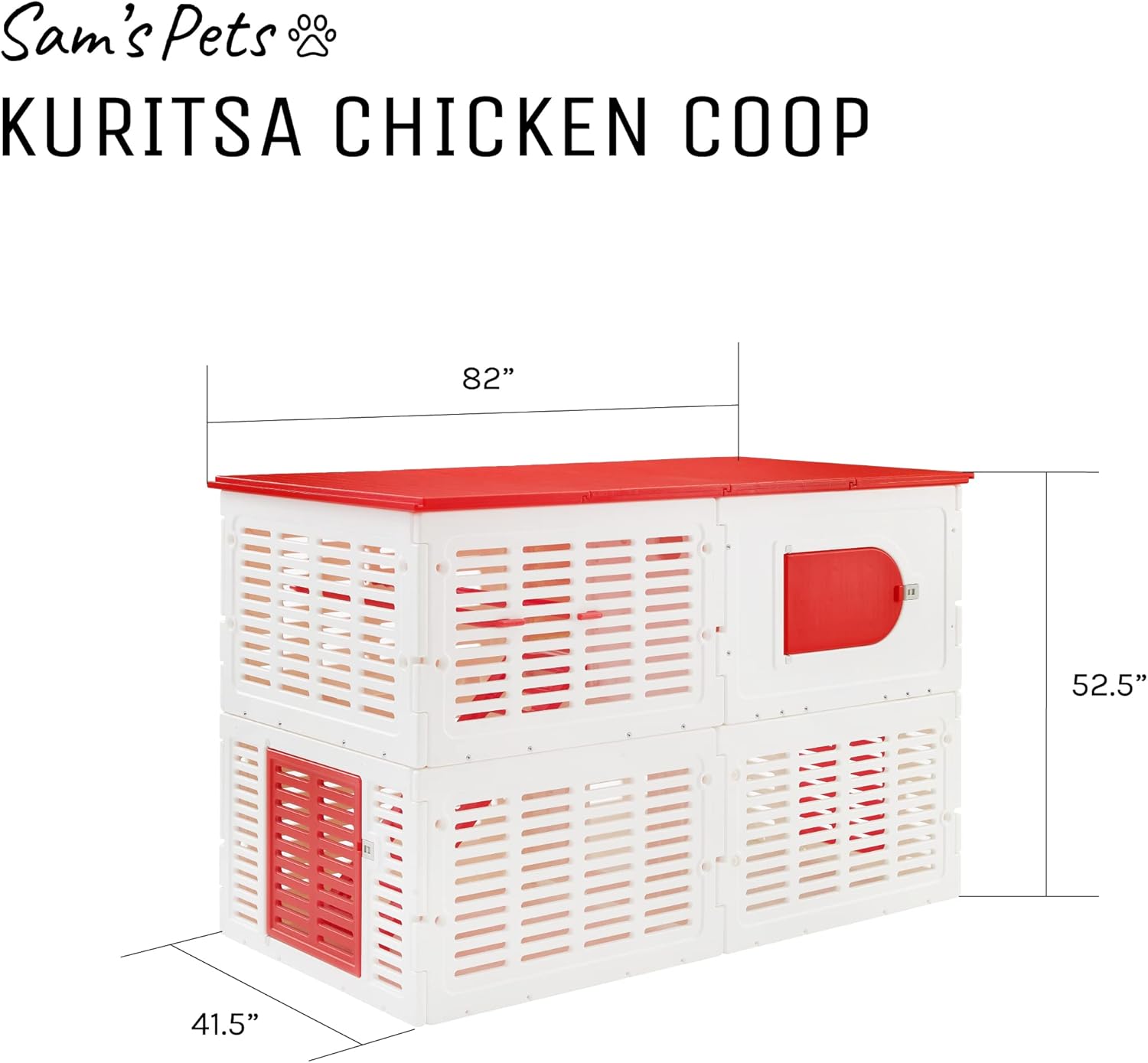 Sam's Pets Kuritsa 82" Chicken Coop - Outdoor Hen House, Multilevel, Spacious Nesting Box, Slide-Out Tray, Fits 5 Chickens