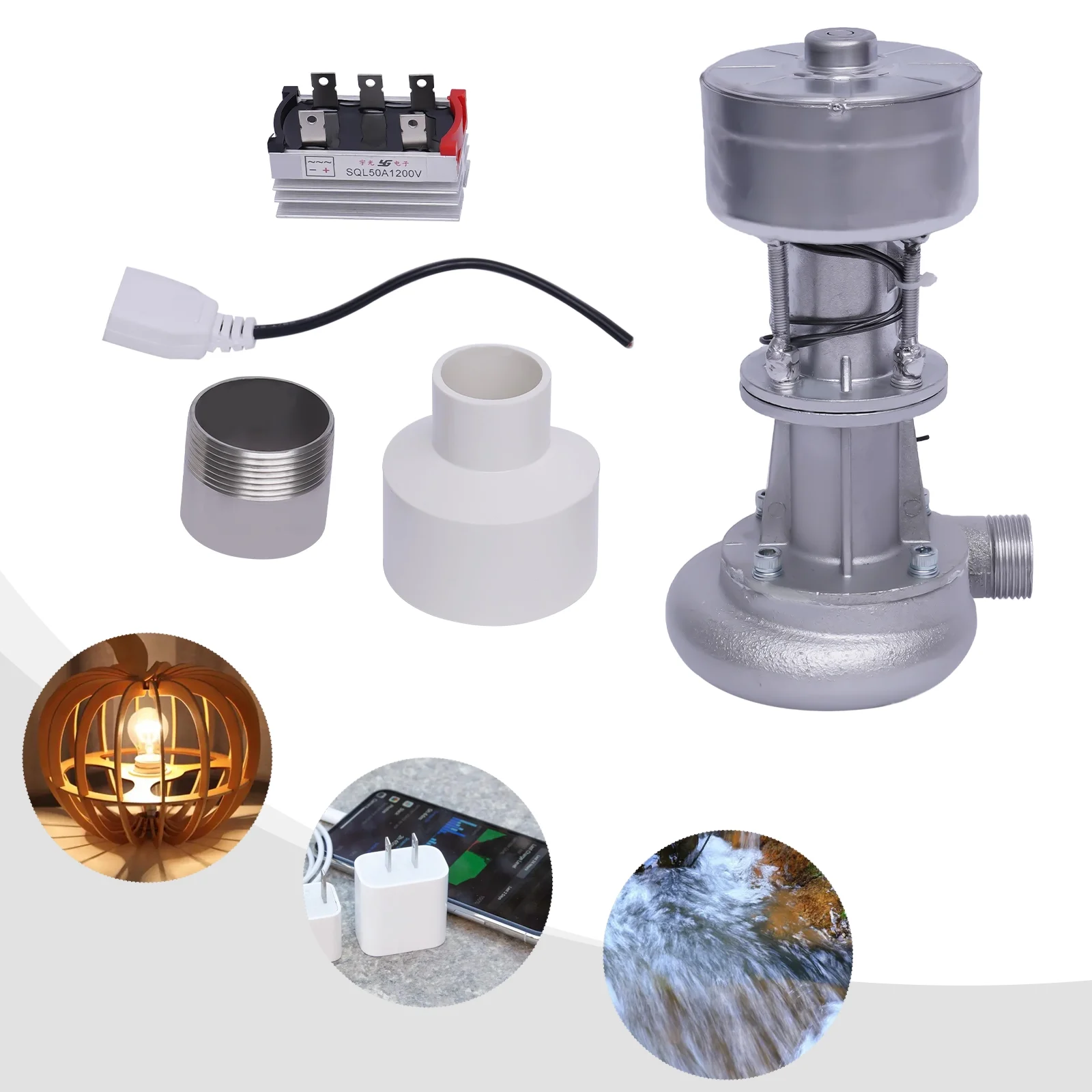 TOOL1SHOoo Micro Hydroelectric Generator 500 Watts 50hz 110 Volts High Power with Monitoring Portable