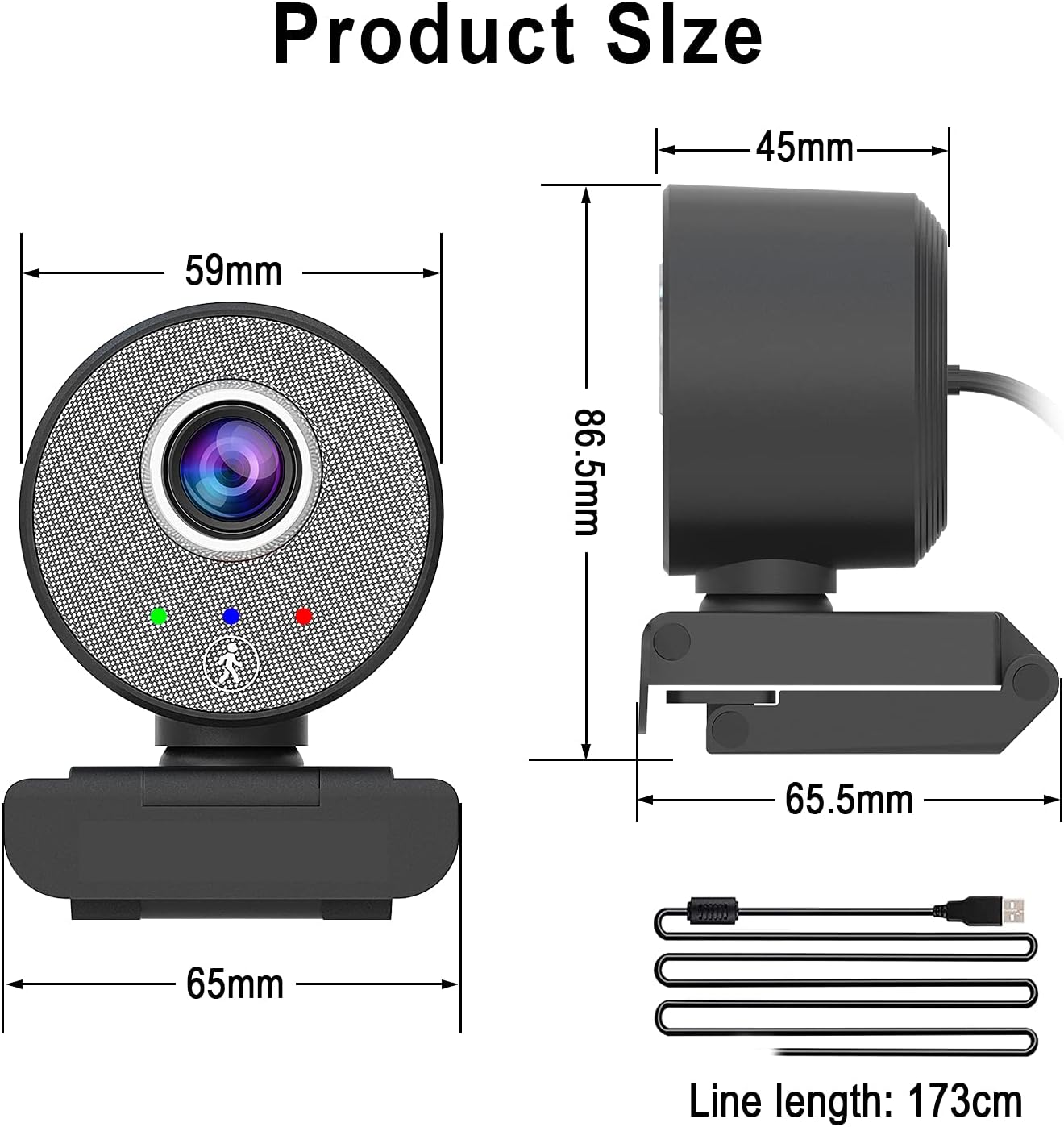 HD Webcam USB 1080P Camera - AI Human-Shape Tracking HD Computer Camera, Adjustable View Laptop Desktop Full HD Camera Video Webcam for Zoom/Skype/Teams/OBS, PC Mac