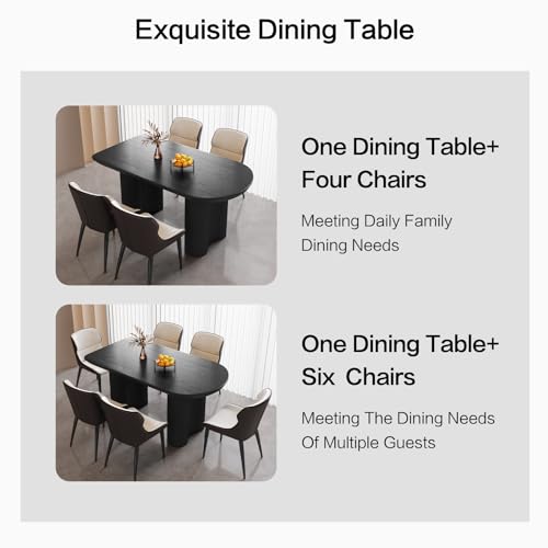 Dining Table Set for 6, Accent Dining Table with 6 Chairs, 55" Oval Table with Comfy High Elasticity Chairs, Modern Dining Tables with 6 Chairs for Dining Room, Kitchen