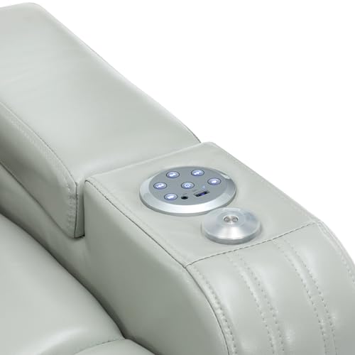 PU Electric Recliner Chair with Cooling Cup Holder Bluetooth Speaker LED Lights USB Ports Tray Table and Arm Storage Theater Seating for Home (Black)