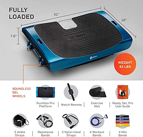 LifePro Rumblex 4D Pro Vibration Plate - Whole Body Vibration Platform Exercise Machine - Home Workout Equipment for Weight Loss, Toning & Wellness - Full Bundle of Bands, Straps & Accessories