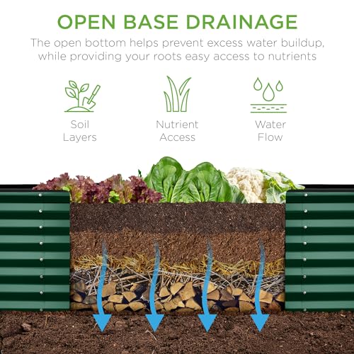 Best Choice Products 8x4x2ft Outdoor Metal Raised Garden Bed, Deep Root Planter Box for Vegetables, Flowers, Herbs, and Succulents w/ 478 Gallon Capacity - Gray
