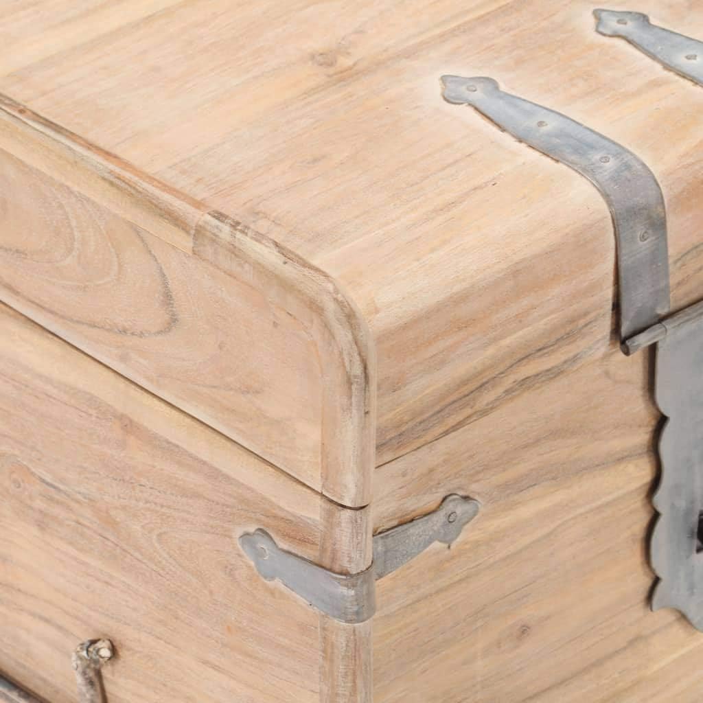 Rustic Solid Acacia Wood Chest Storage with Safety Hinge Wooden Trunk ​Chest, Wood Treasure ​Chest, Home Decor Hallway Interior Living Room Chest 15.7" x 15.7" x 15.7"