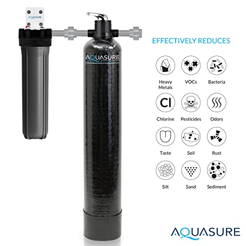 Aquasure Signature Series Complete Whole House Water Treatment System - Fine Mesh Resin Water Softener, Water Conditioner - 75GPD RO System - Ultraviolet UV Light Water Sterilizer