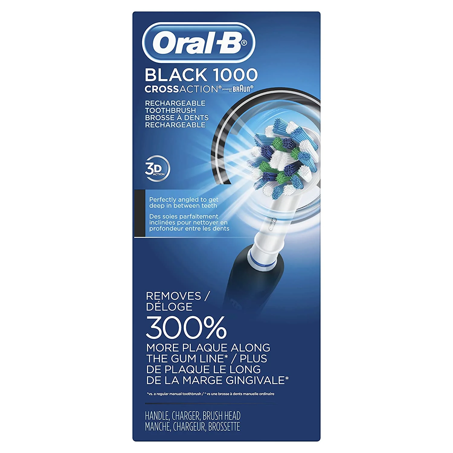 Oral-B 1000 CrossAction Electric Toothbrush, Black, Powered by Braun