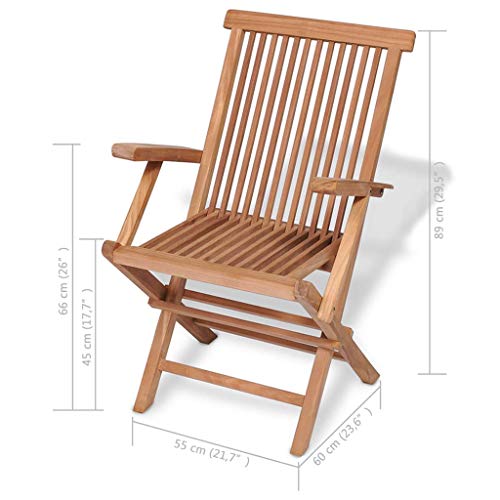 5 Piece Patio Dining Set Solid Teak Wood,Teak Wood Patio Dining Set with Folding Chairs for Outdoor Camping and Picnics Furniture Sets for Patio, Lawn & Garden