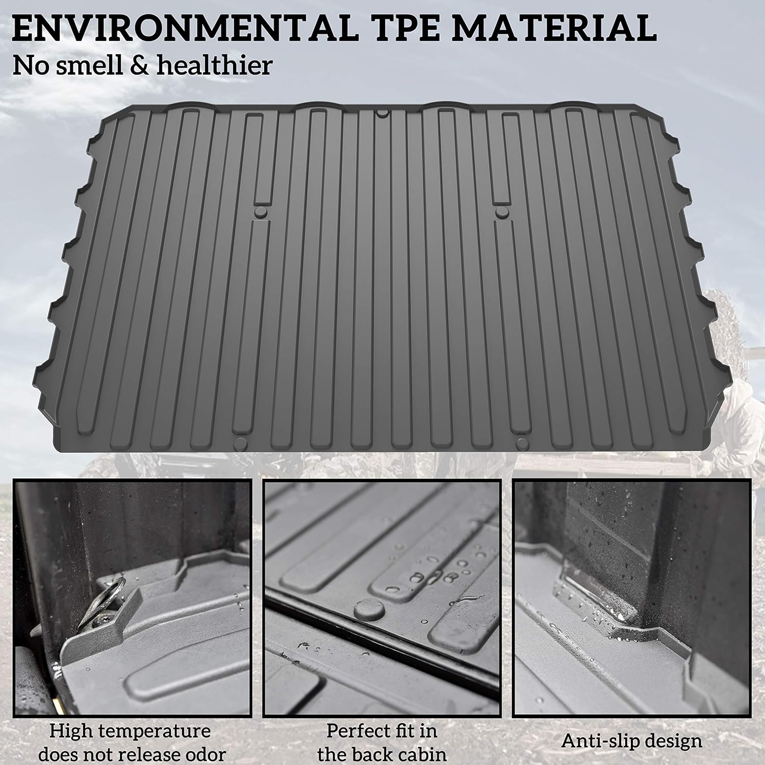 SAUTVS Rubber Bed Mat Liner for Ranger XP 1000, TPE Rear Cargo Bed Mat All Weather Protector Slush Liner for Polaris Ranger XP 1000 Crew 2018-2021 Accessories