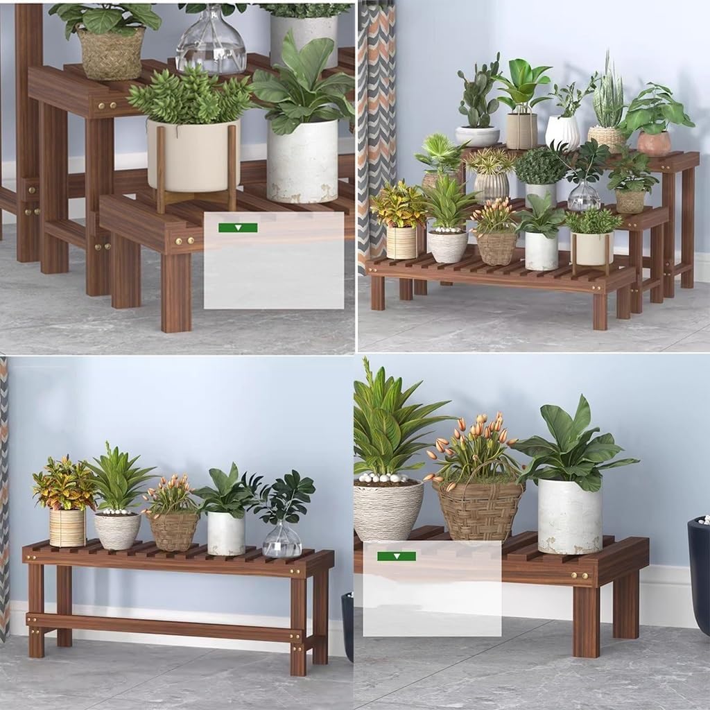 3 Tiered Wood Ladder Plant Stand, Freestanding Flower Pot Display Rack, Multiple Planter Display Shelf for Living Room Corner Balcony Office Lawn Patio Garden