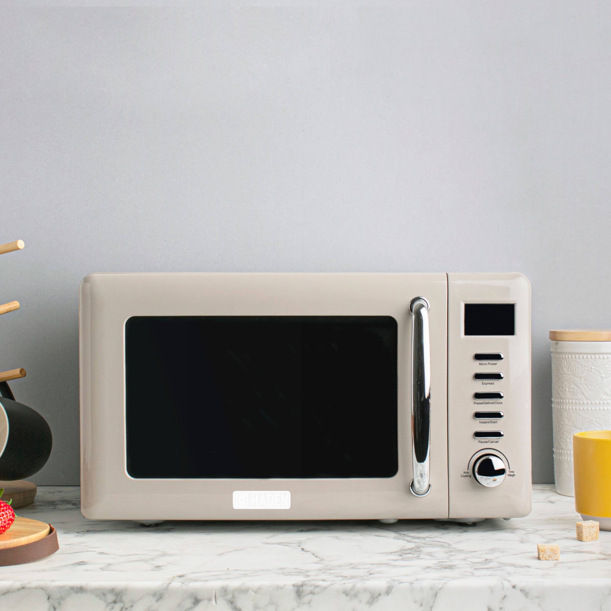 Haden Modern 700-Watt .7 Cubic Foot Microwave with Settings and Timer in Putty Beige 75030