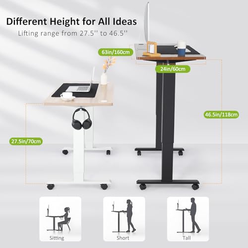 farexon Electric Standing Desk 55 x 24In with Charging Station, Stand up Desk with Oversized Mouse Pad, 2 USB Ports & 3 Power Outlets, 4 Caster, 4 Preset Heights Easy to Set（Brown）