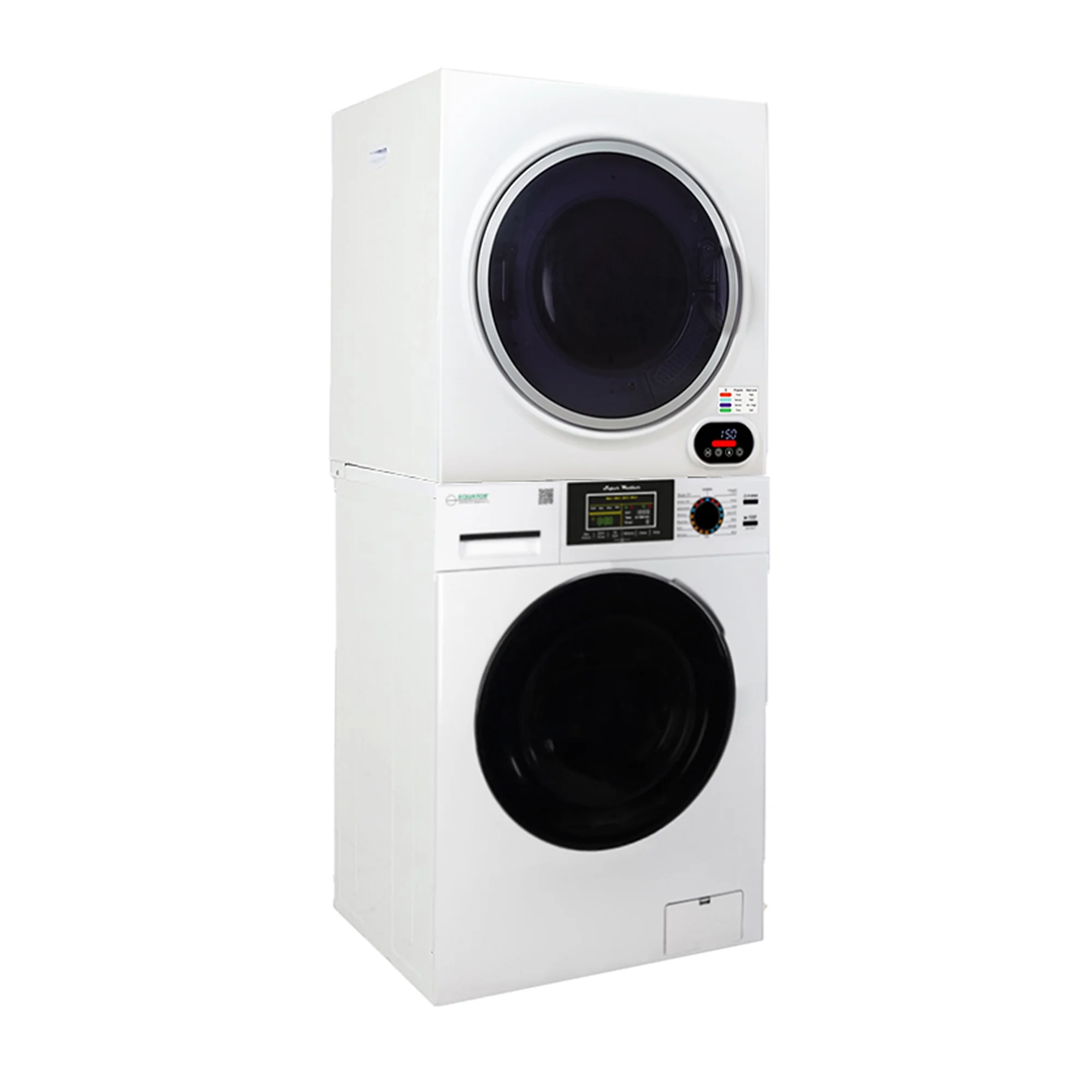 Space-saving Stackable Washer and Dryer set with Sanitize, Allergen, Quiet, Winterize and Short Dryer with Digital Cont.