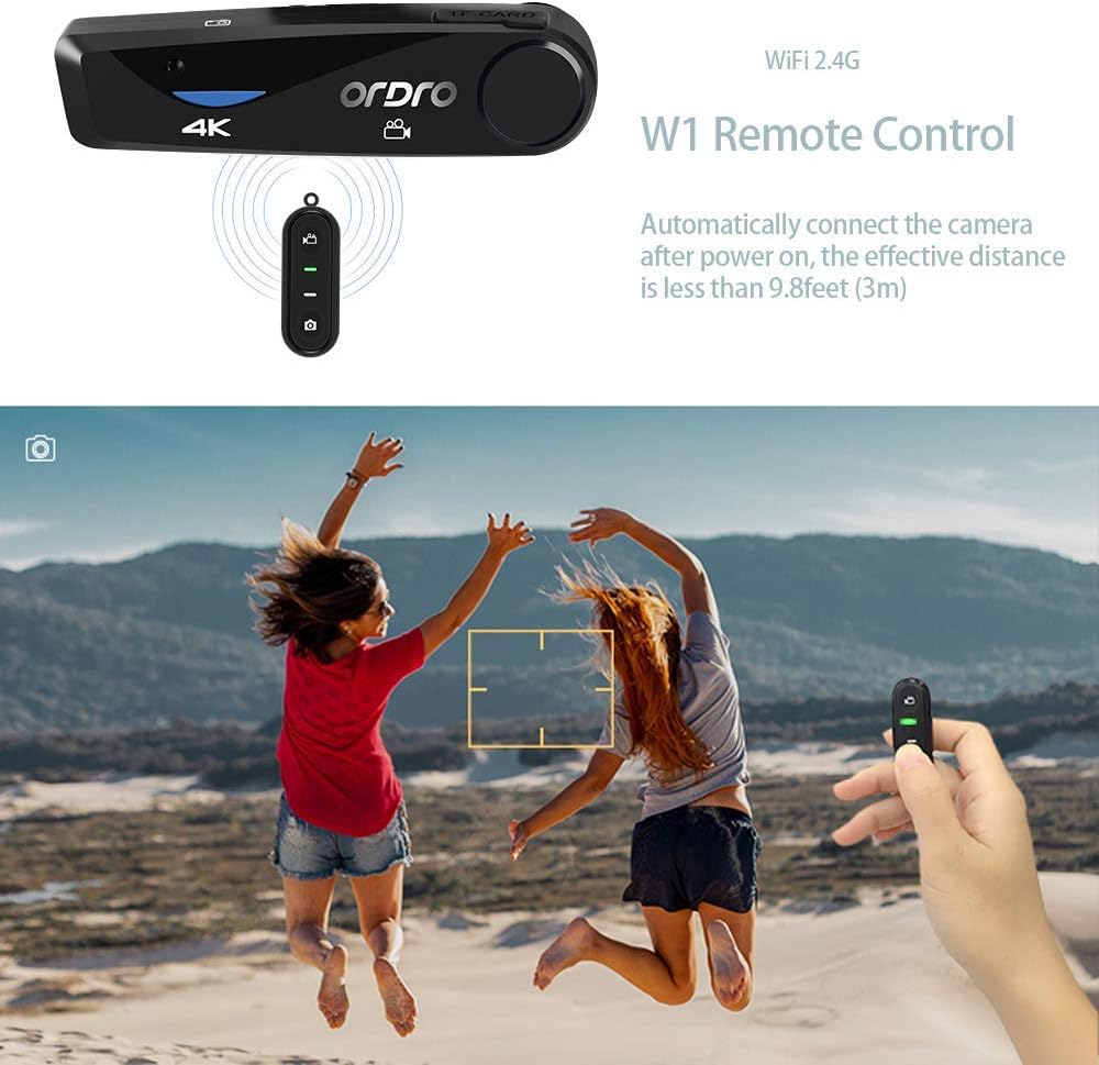 Camcorder 4K Head Mounted Camera ORDRO EP6 Wearable Video Camera FHD 1080P 60FPS Vlog Camera Recorder WiFi Hands-Off Camera Webcam (32GB MicroSDHC U1 Memory Card Included)
