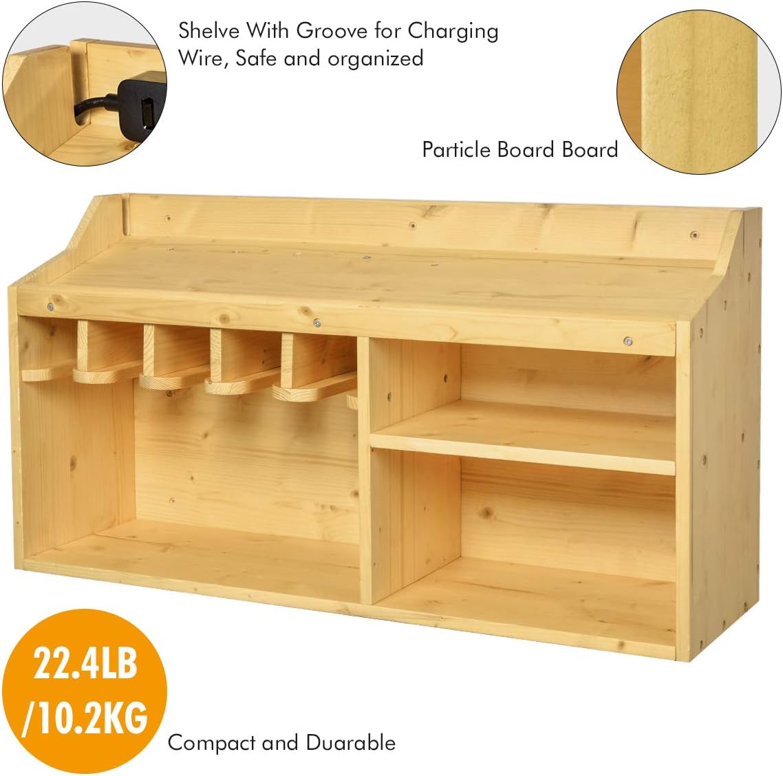 Power Tools Storage Organizers and Cabinets, Drill Charging Station, 5 Drill Hanging Slots, Wall Mount Impact Drivers Storage Dock with Widened Room for Circular Saw, Impact Wrench, Screwdriver Drill