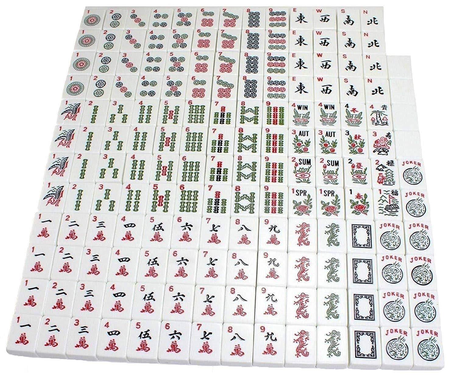 166 Tiles American Mahjong Set Violet Red Phoenix Soft Bag 4 Color Pushers/Racks Easy Carry Western Mahjongg
