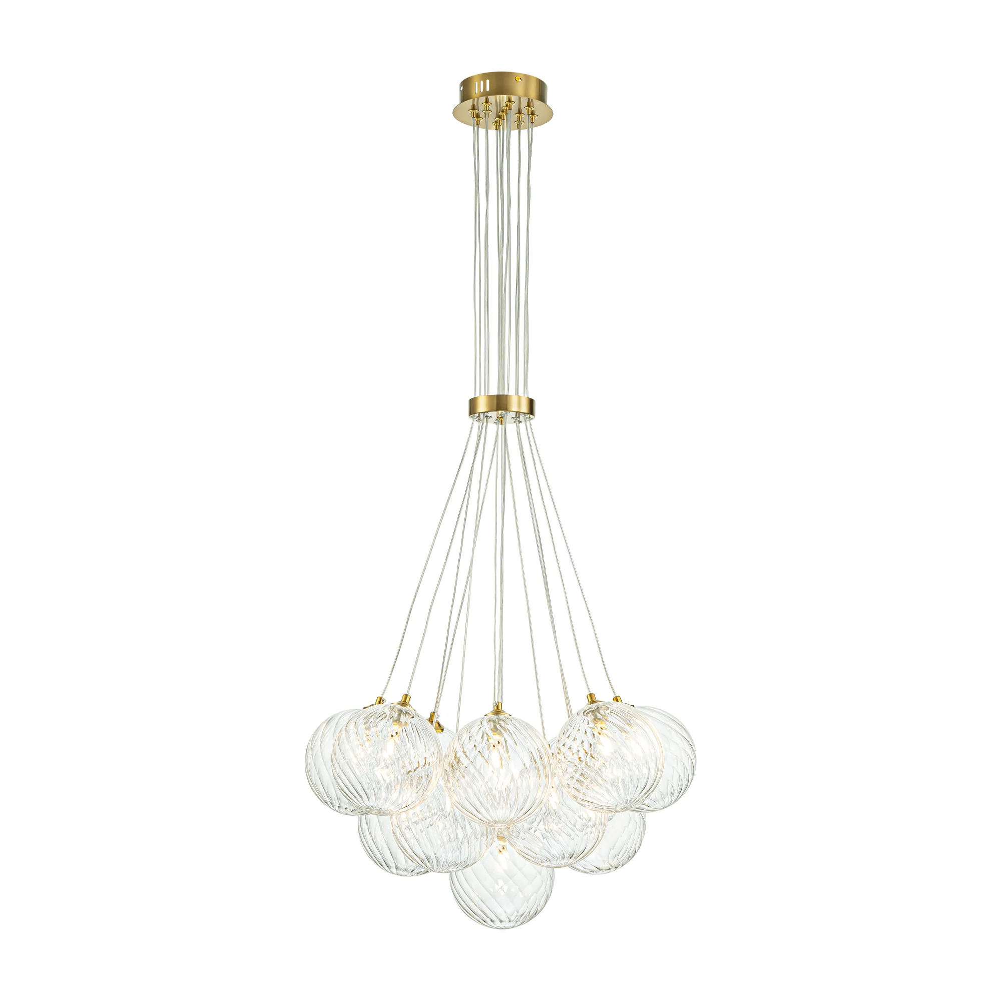 Dresqui 13-Light Dimmable Ribbed Glass Modern Bubble Chandelier (25-29)